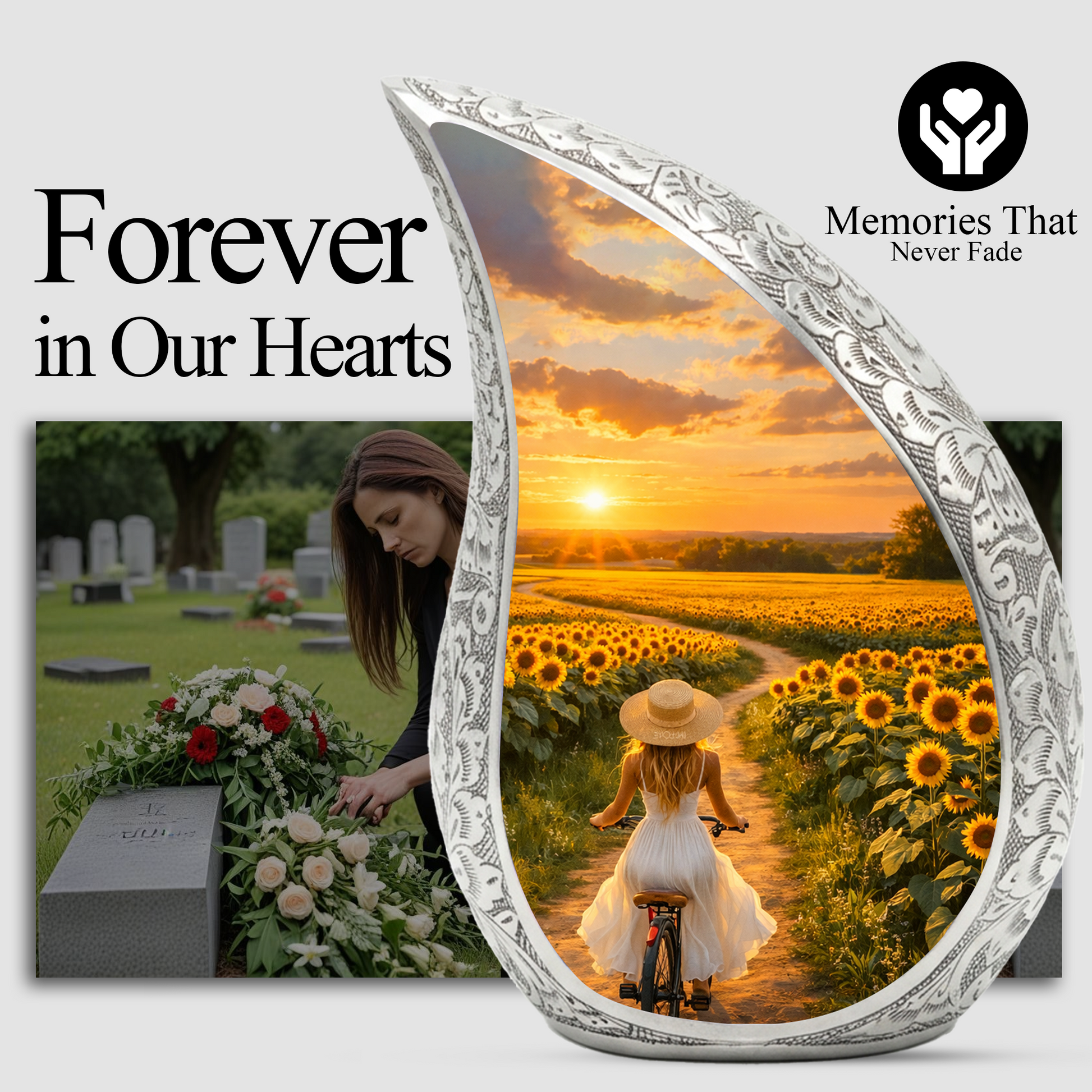 Sunflower Urn for Mom – Premium Sunflower Cremation Urn for Human Ashes