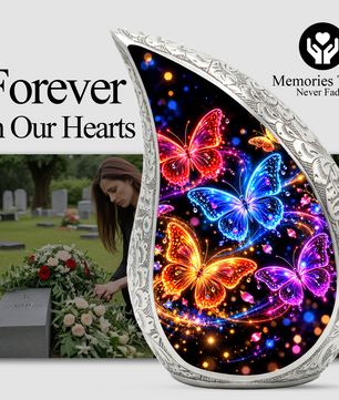 Personalized Butterfly Urn for Human Ashes, Adult Cremation Urn with Colorful Butterflies