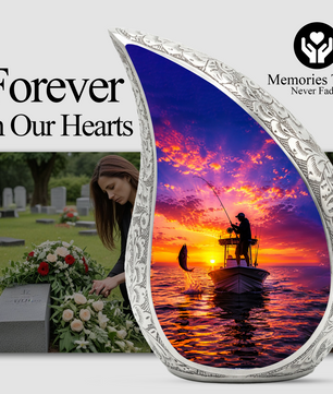 Gone Fishing Urn for Dad, Fishing Cremation Urn for Ashes ,Memorial Urn For Keepsake