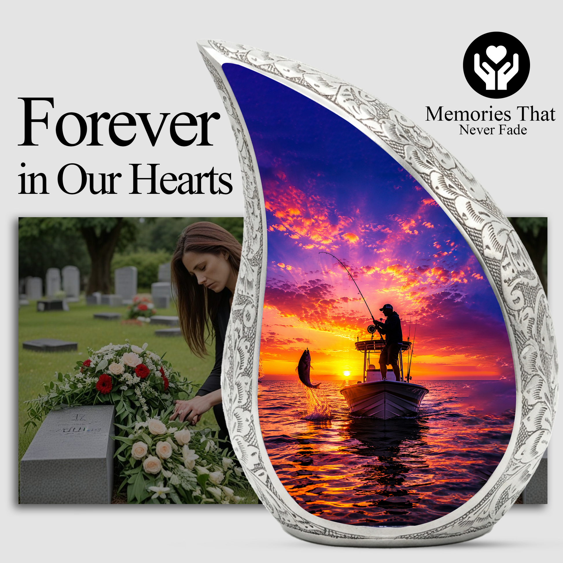 Gone Fishing Urn for Dad, Fishing Cremation Urn for Ashes ,Memorial Urn For Keepsake