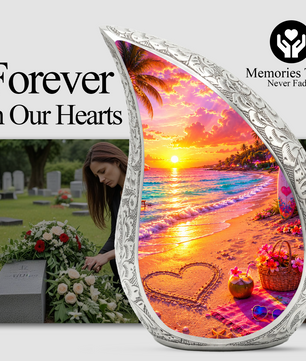 Tropical Beach Adult Cremation Urn – Personalized Adult Urn for Ashes | Sunset Memorial Urn