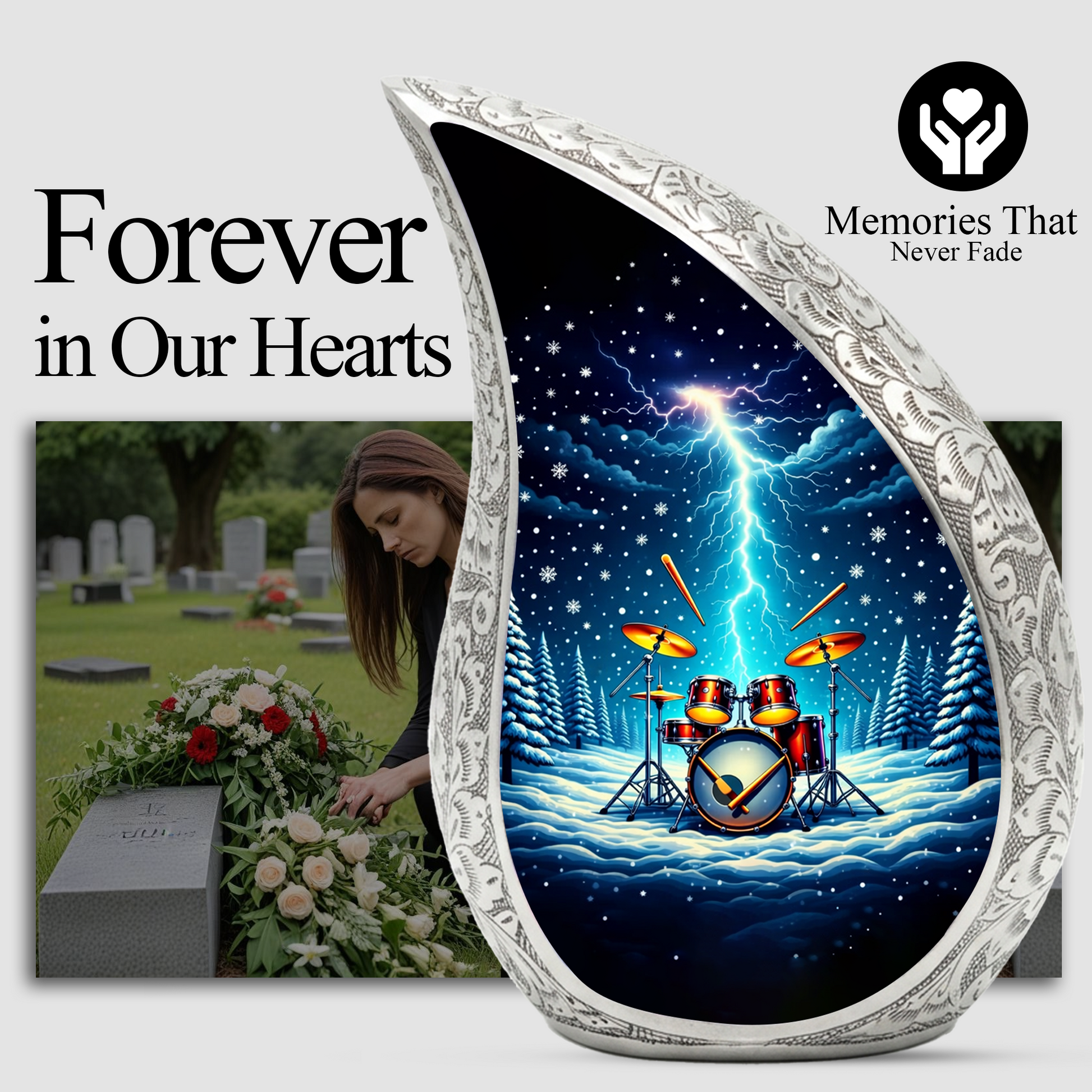 Drum Set Adult Urn for Human Ashes – Premium Drum Set Cremation Urn