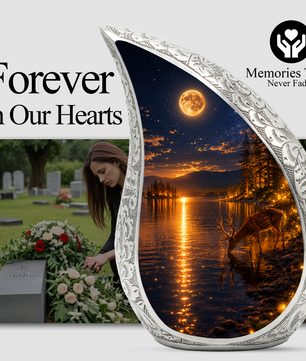 Moonlit Deer Urn for Mom- Deer Cremation Urn for Women| Keepsake Urn For Ashes