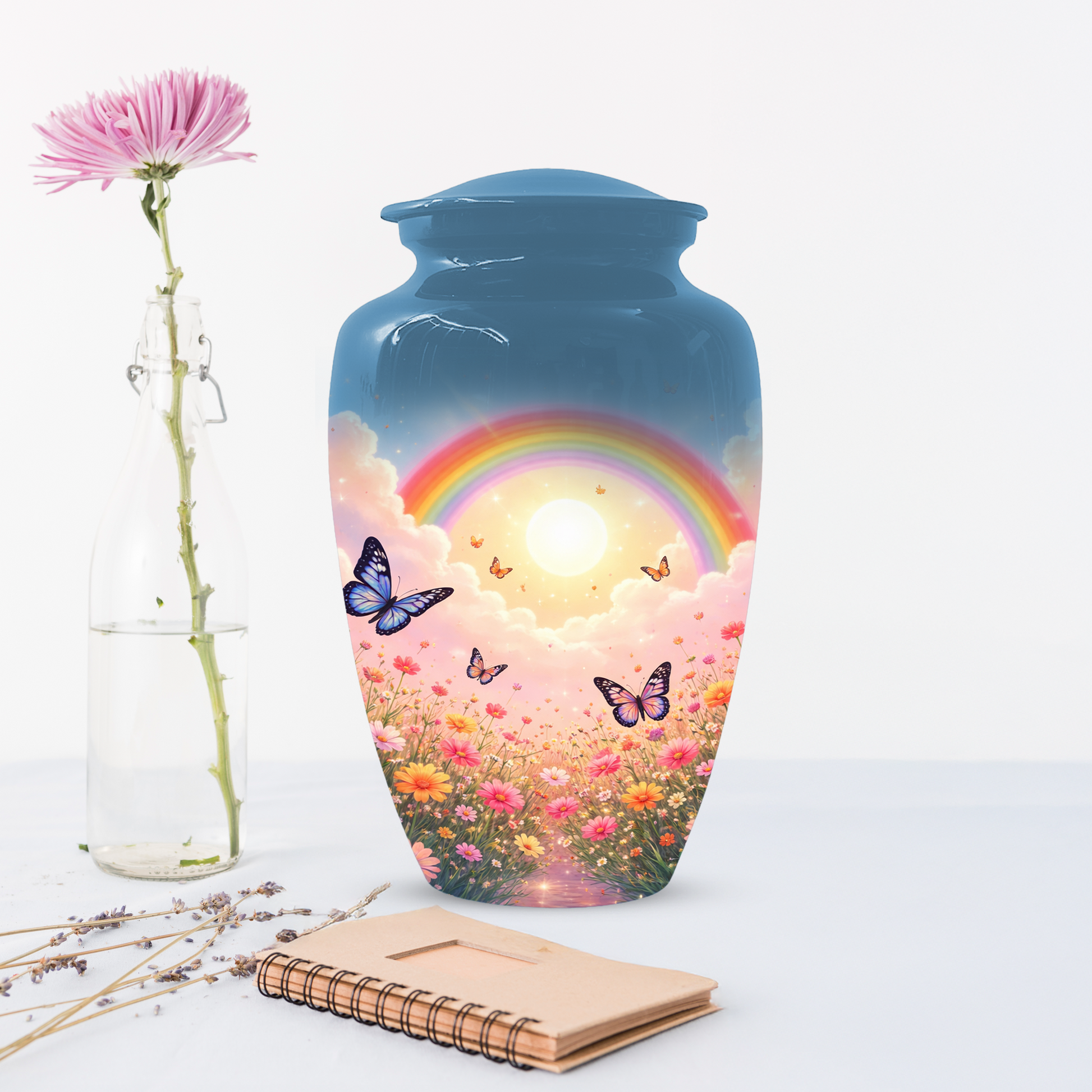 Rainbow Butterfly Urn for Ashes, Custom Memorial Cremation Urn