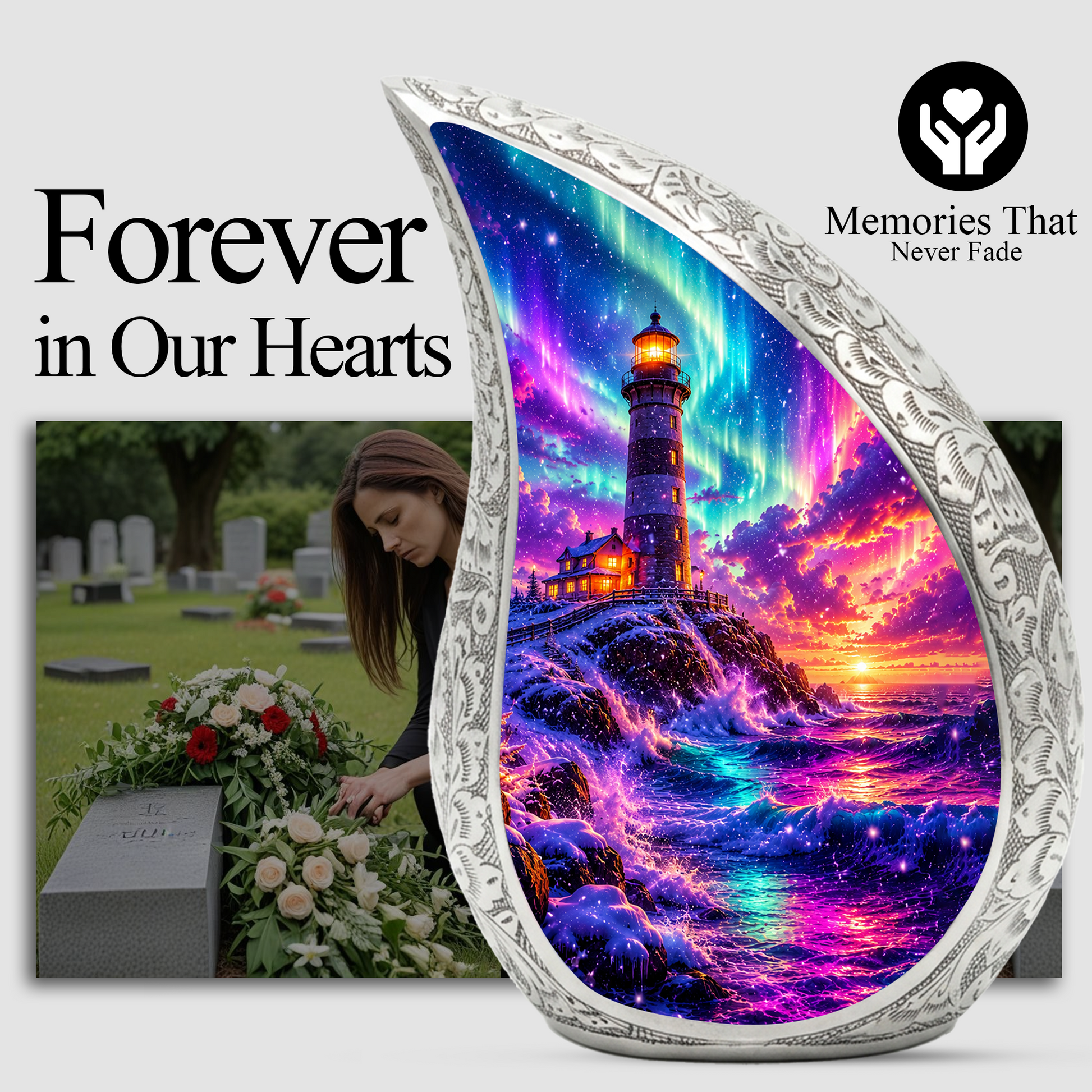 Ocean Wave Cremation Urn for Adult Ashes | Beautiful Ocean Theme Urn for Mom, Women & Human Ashes