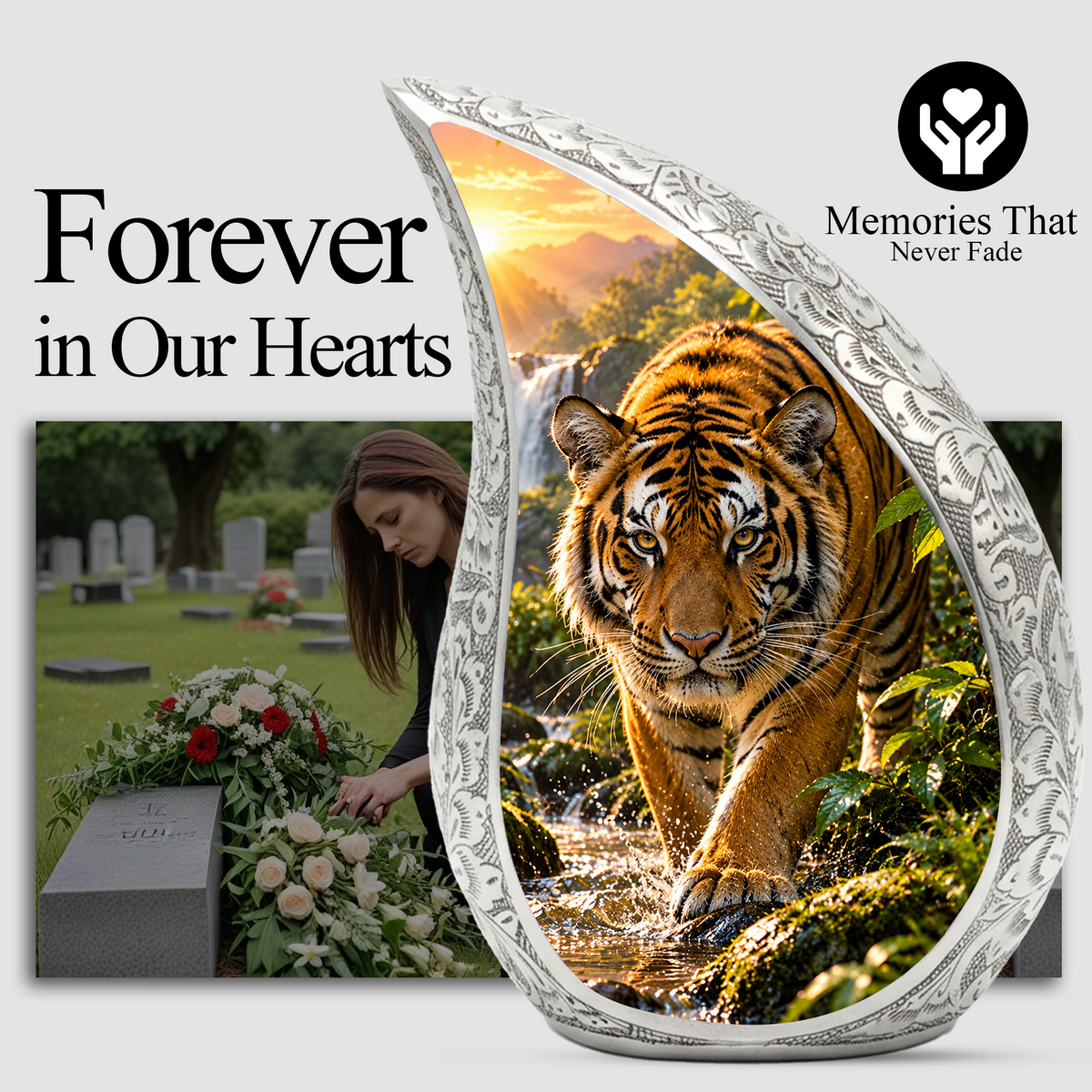 Tiger Cremation Urn for Dad -  Bengal Tiger Memorial Urn for Ashes