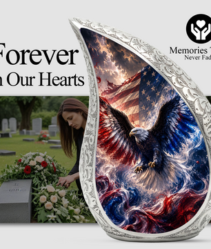 Patriotic Eagle Urn for Human Ashes | American Flag Adult Cremation Urn Memorial