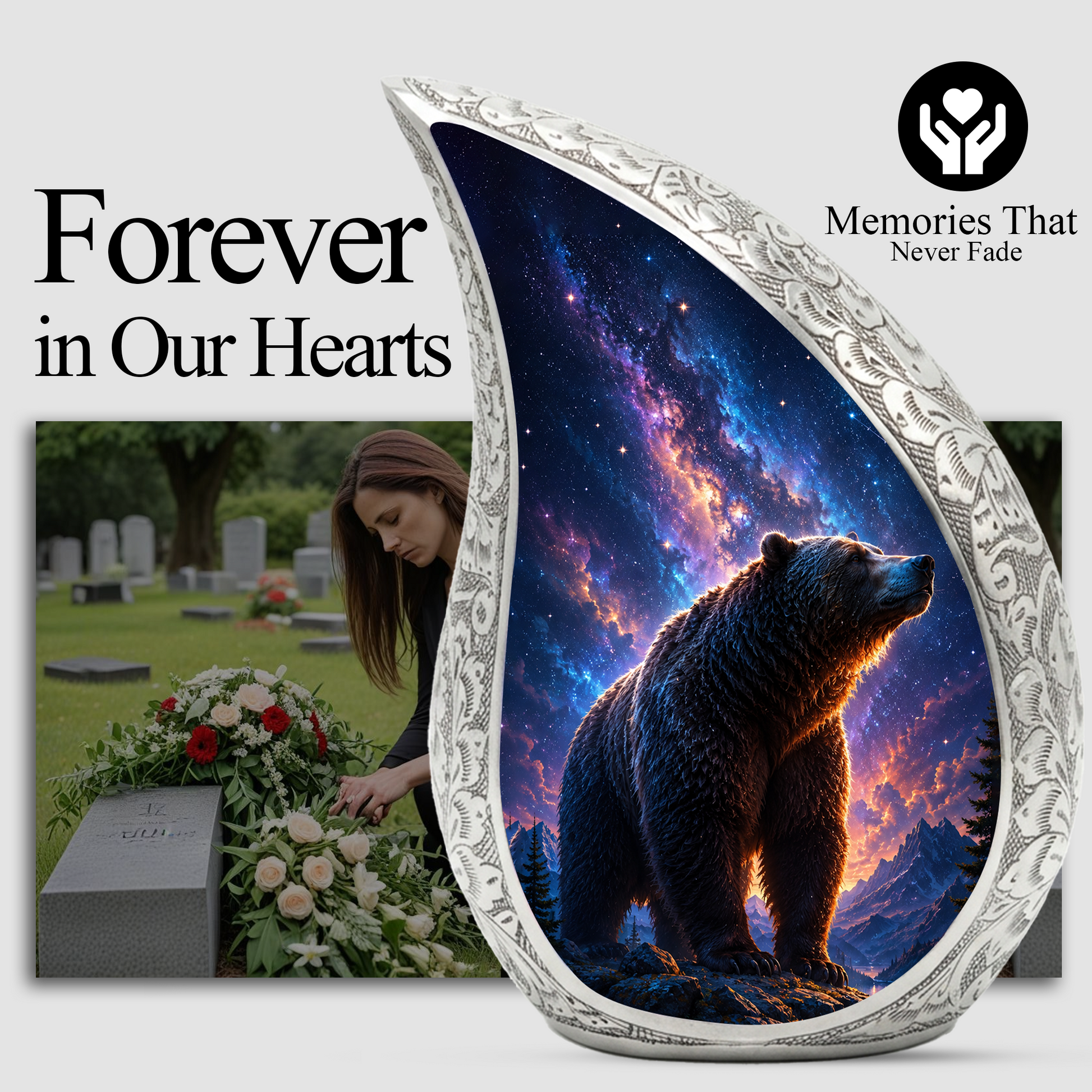 Bear Mountain Adult Urn for Human Ashes – Wildlife Adult Cremation Urn