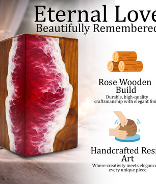 Personalized Ocean Urn For Ashes - Handmade Resin Wood Keepsake Urns Box