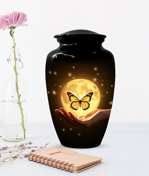Beautiful Moon Butterfly Urn for Human Ashes | Moonlight Butterfly Cremation Urn