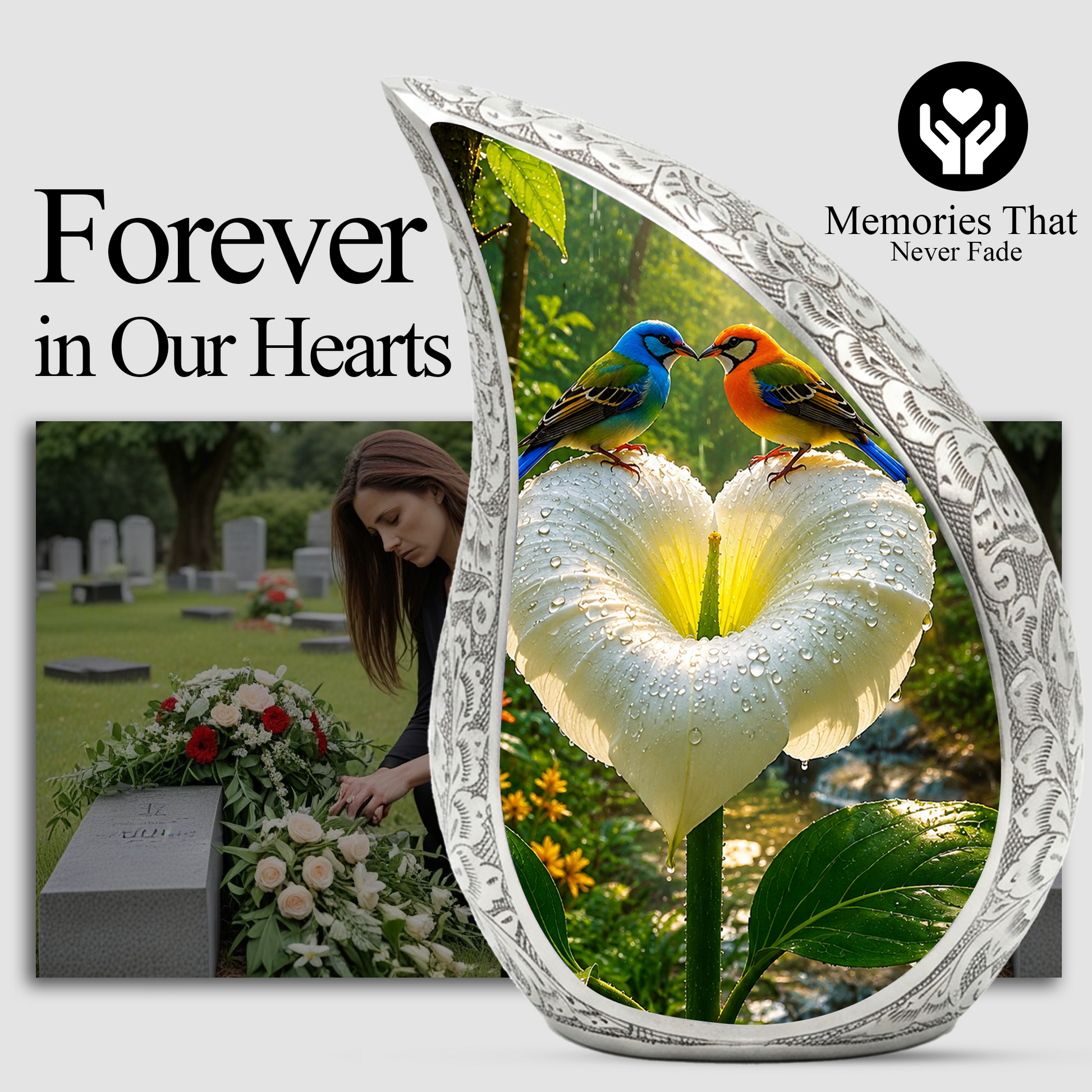 Bird Love Adult Urn for Human Ashes – Elegant Adult Cremation Urn