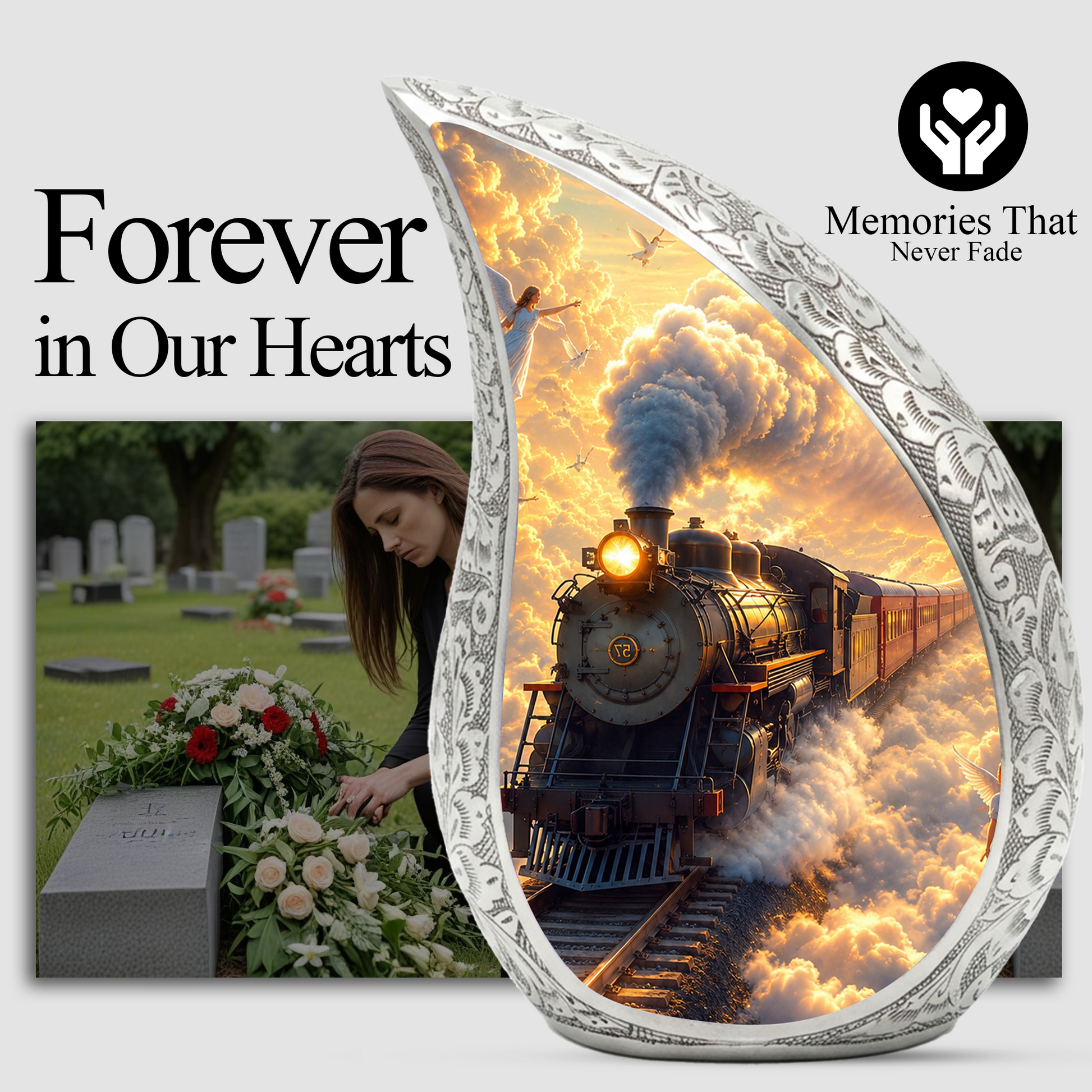 Steam Train Urn for Adult Ashes | Adult Cremation Urn | Memorial Urn for Human Ashes