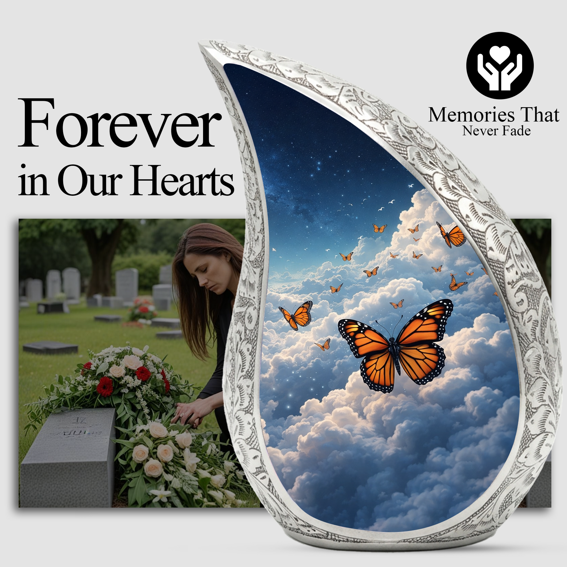 Butterfly Heaven Adult Urn for Human Ashes – Premium Butterfly Heaven Cremation Urn