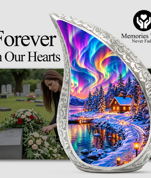 Northern Lights Adult Cremation Urn – Personalized Adult Urn for Ashes | Aurora Memorial Urn