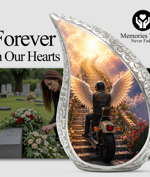Motorcycle Memorial Urn for Ashes, Biker Cremation Keepsake Urn