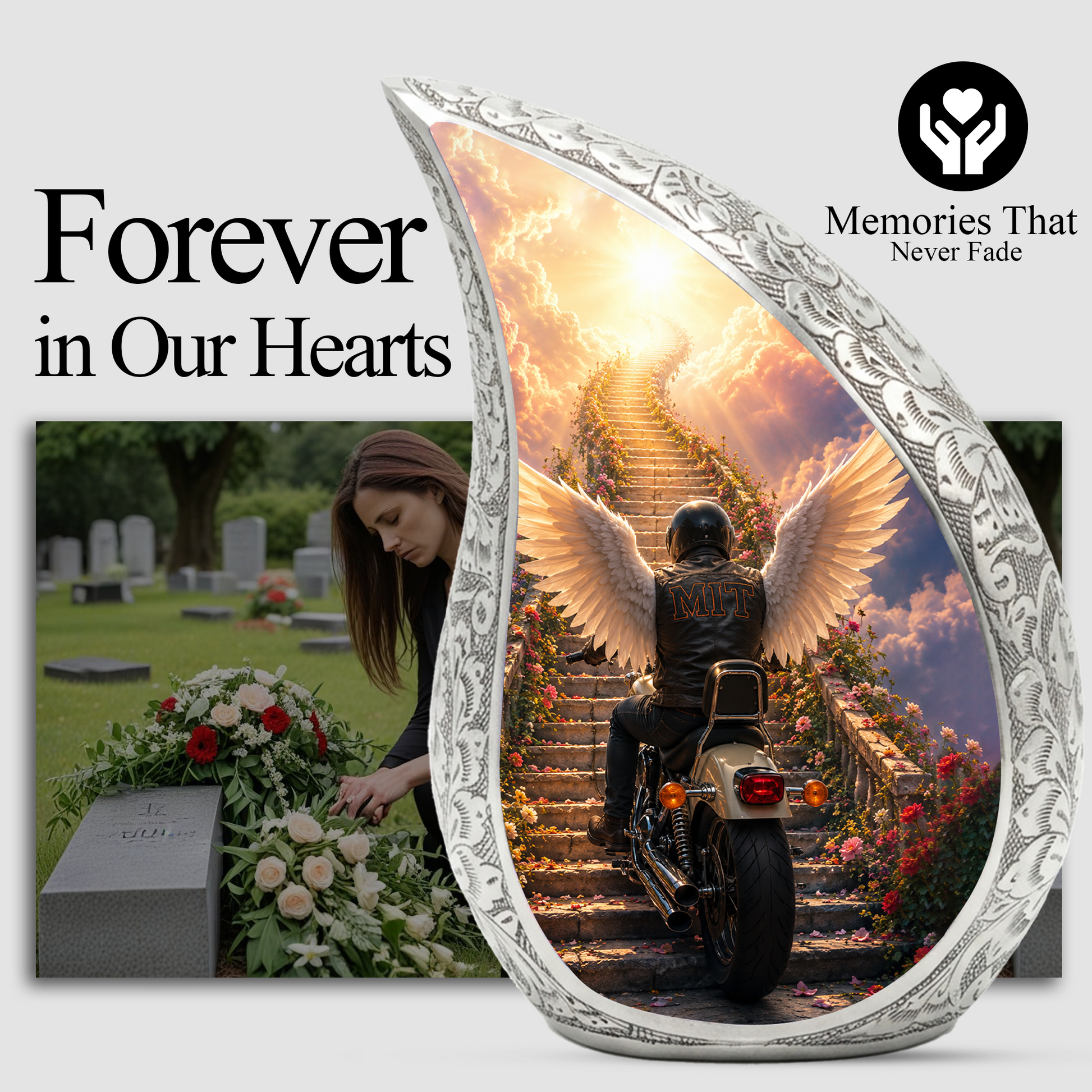 Motorcycle Memorial Urn for Ashes, Biker Cremation Keepsake Urn