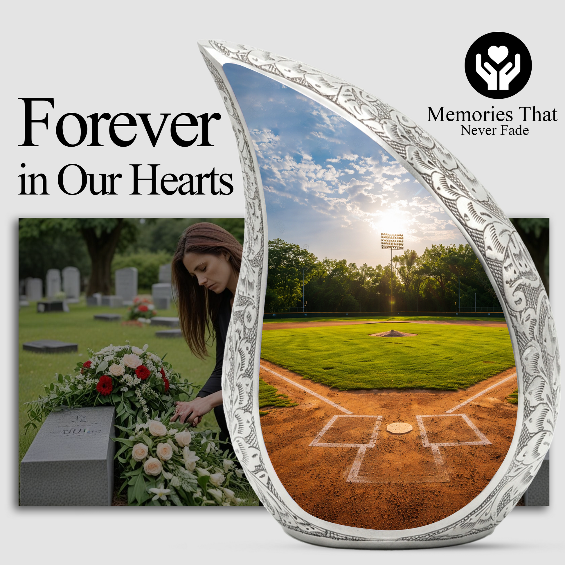 Baseball Field Urn for Dad, Adult Cremation Urn for Human Ashes