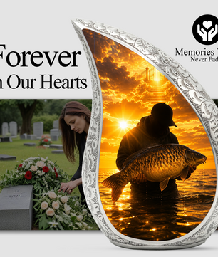 Fishing Cremation Urn for Dad – Gone Fishing Adult Male Memorial Urn for Human Ashes