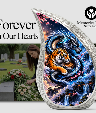 Dragon and Tiger Cremation Urn for Ashes, Asian Mythical Animal Memorial Urn