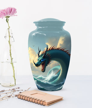 Ocean Dragon Urn for Adult Ashes – Fantasy Sea Dragon Cremation Urn | Memorial Urn