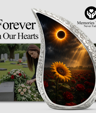 Sunflower Cremation Urn for Human Ashes | Sunflower & Rose Urn