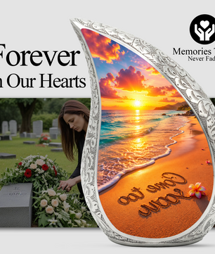 Beach Sunset Adult Cremation Urn for Mom – Personalized Memorial Urn for Human Ashes | Ocean Funeral Urn for Women