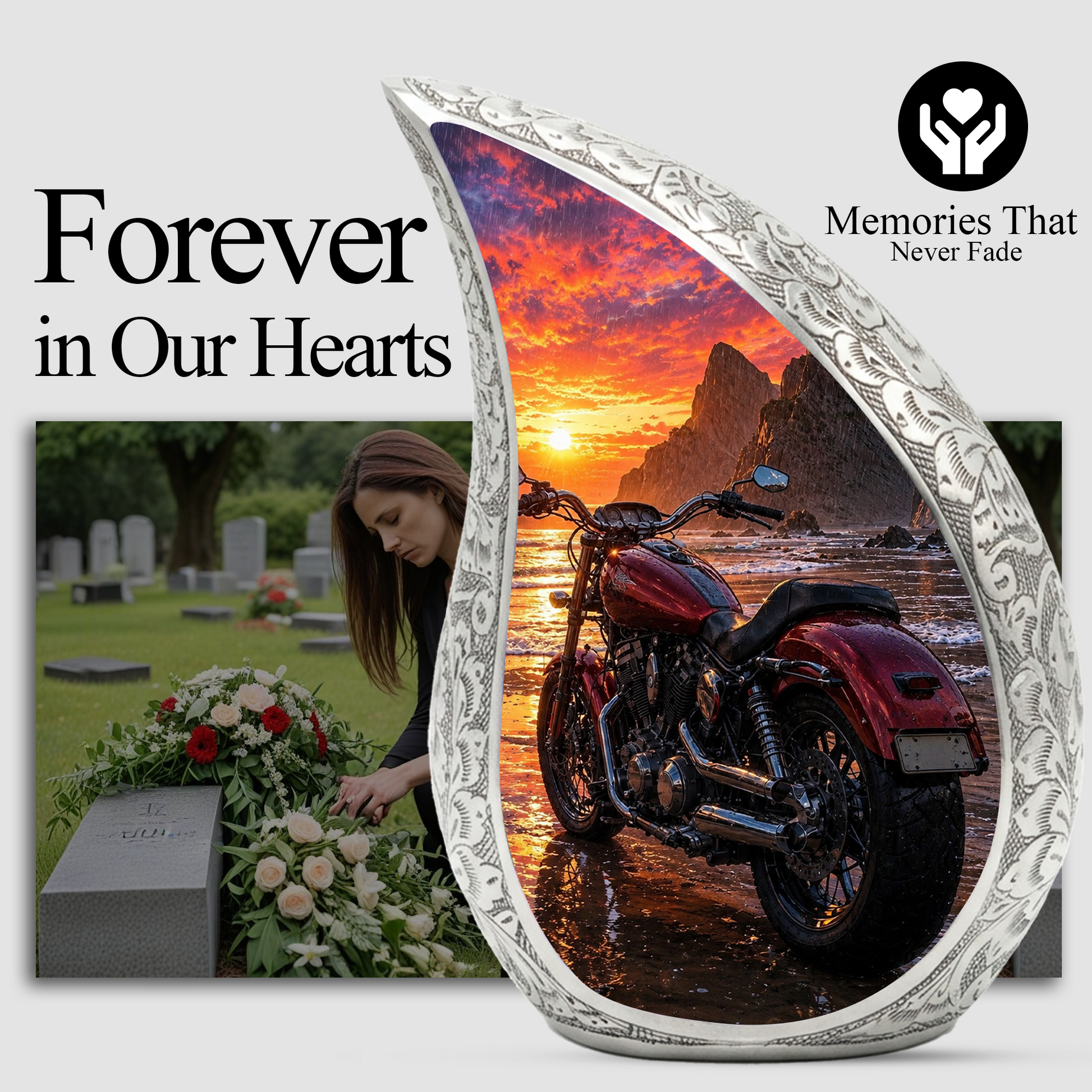 Motorcycle Urn for Dad, Biker Cremation Urn for Ashes,Keepsake Urn for Dad