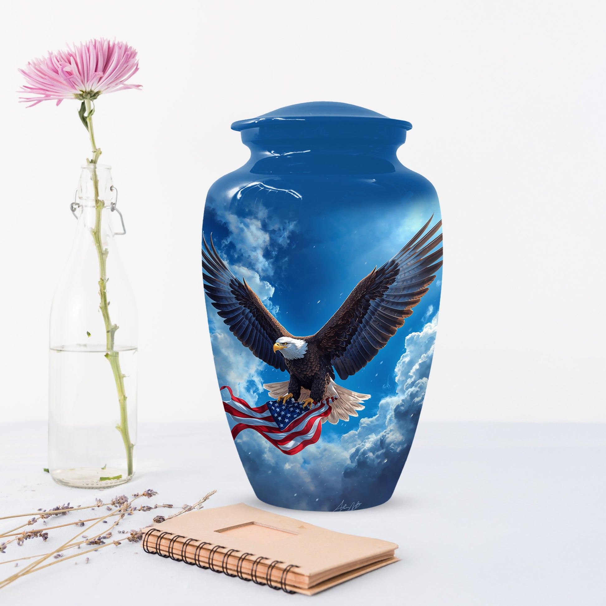 Patriotic Eagle Urn for Human Ashes | Flying Bald Eagle Adult Cremation Urn