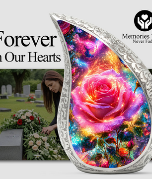 Pink Rose Urn for Mom & Women | Beautiful Floral Cremation Urn for Female Ashes | Mother, Sister & Daughter Memorial