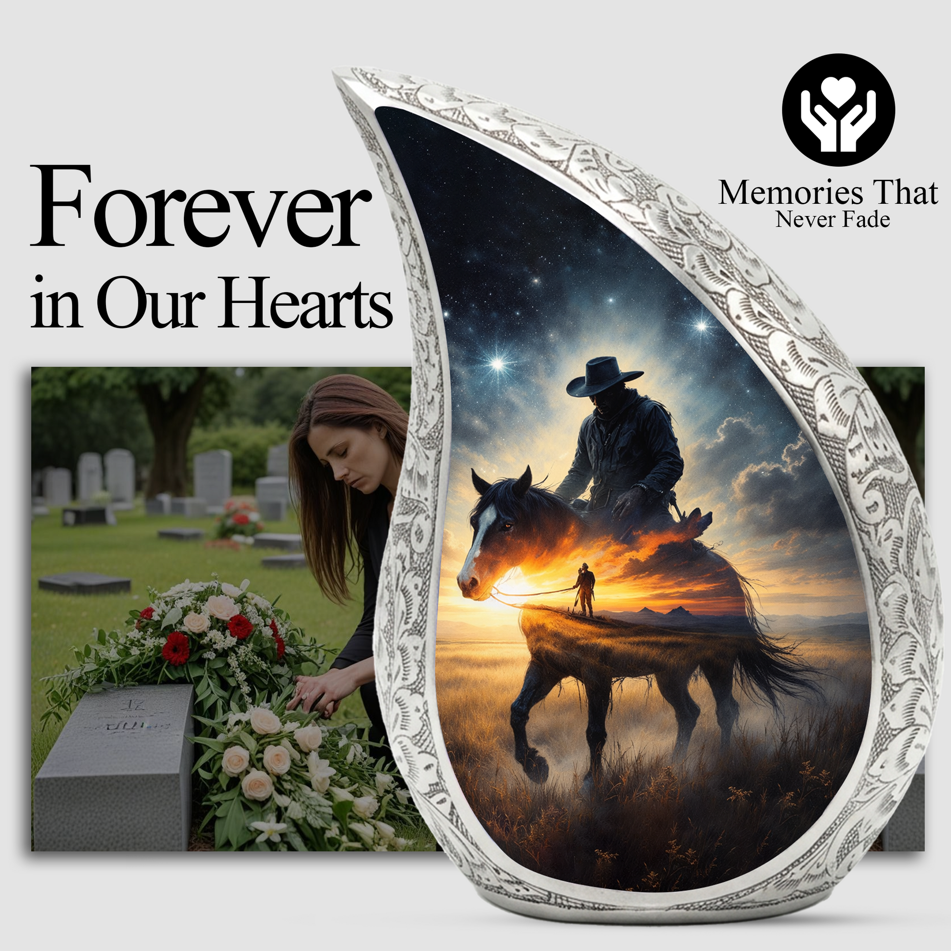 Cowboy Urn for Dad – Premium Western Cremation Urn for Human Ashes