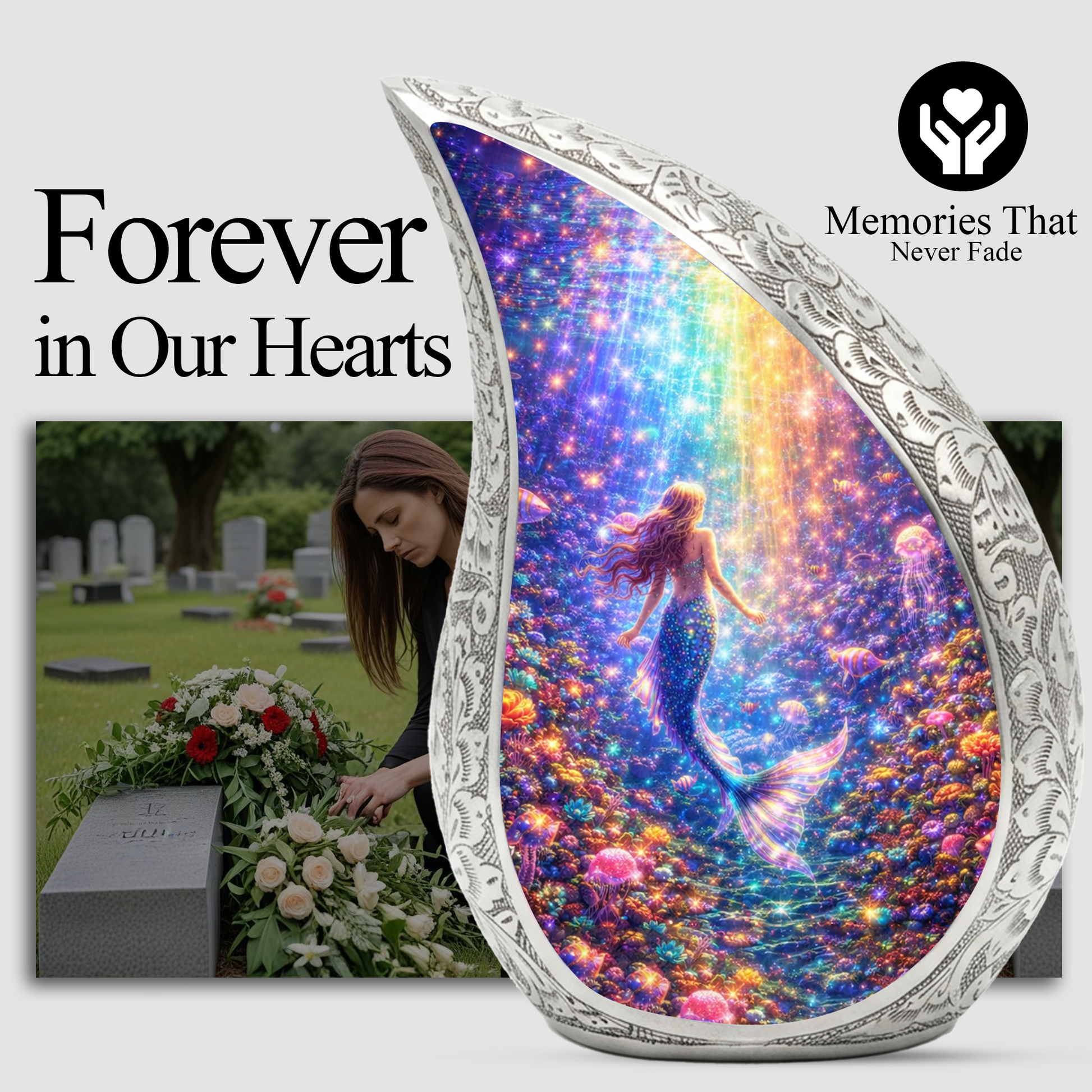 Mermaid Ocean Urn for Mom – Premium Mermaid Ocean Cremation Urn for Human Ashes
