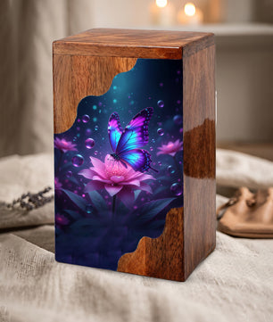 Butterfly Cremation Urn – Custom Wooden Memorial Urn Box for Ashes