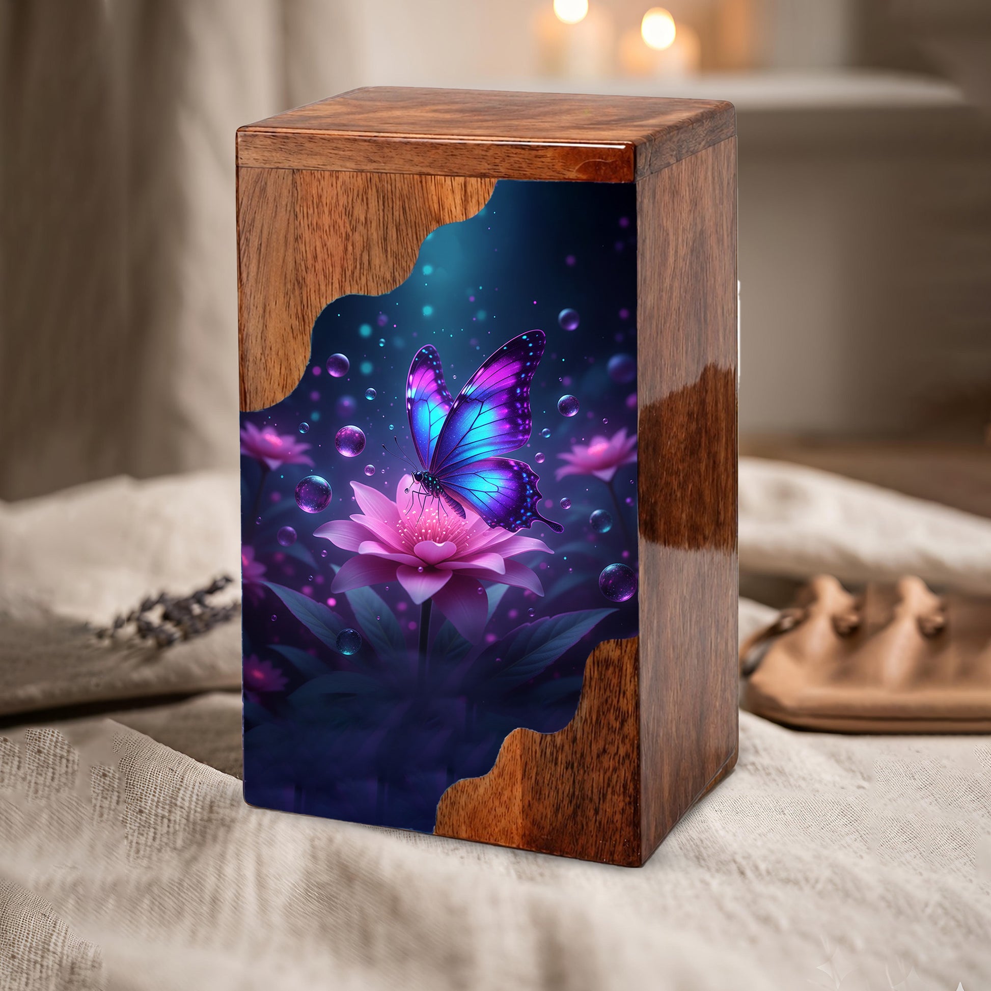 Butterfly Cremation Urn – Custom Wooden Memorial Urn Box for Ashes