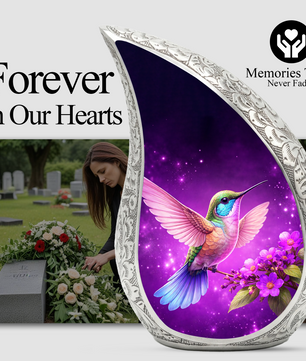 Hummingbird Urn for Mom | Floral Memorial Urn | Adult Cremation Urn