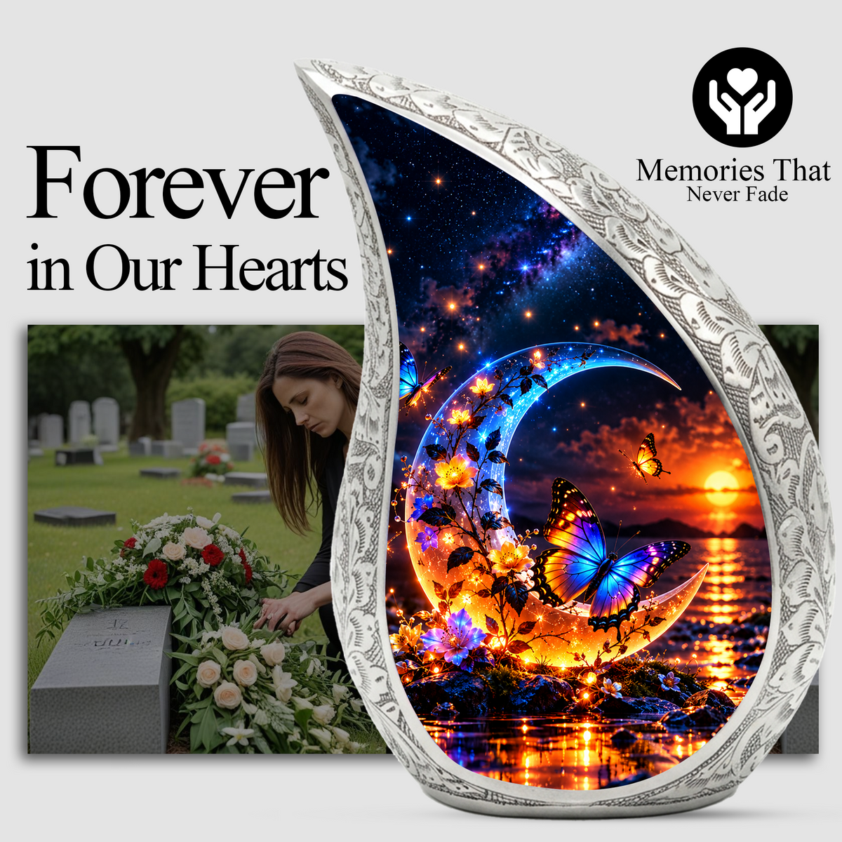 Butterfly Cremation Urn for Ashes, Personalized Adult Memorial Urn