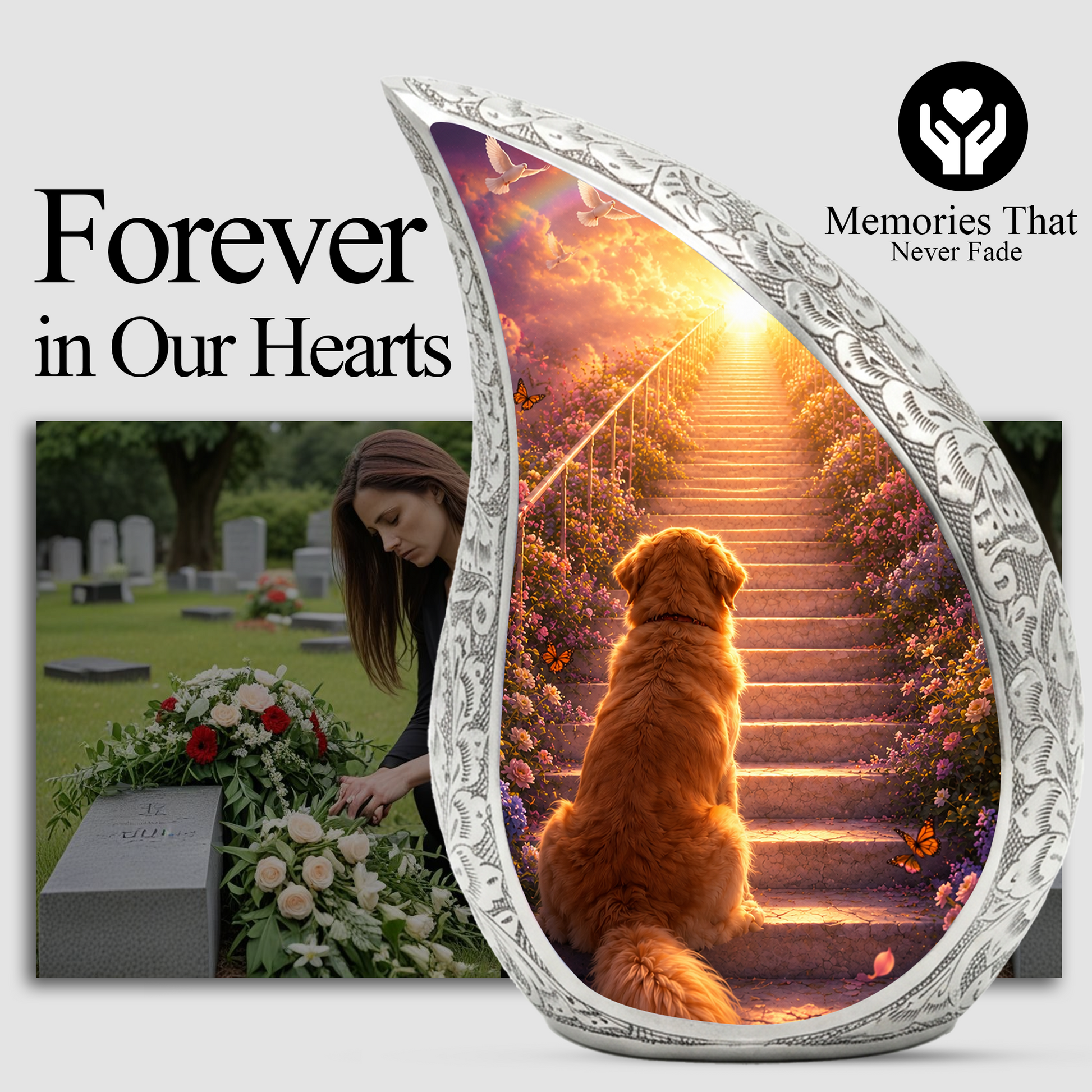 Dog Heaven Urn for Human Ashes | Adult Cremation Urn | Personalized Dog Memorial Urn