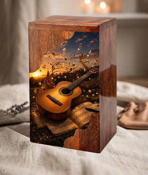 Guitar Wooden Cremation Urn – Music Memorial Urn | Wooden Urn for Human Ashes