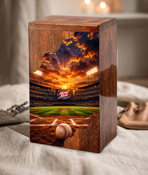 Baseball Wooden Cremation Urn – Wooden Urn for Human Ashes