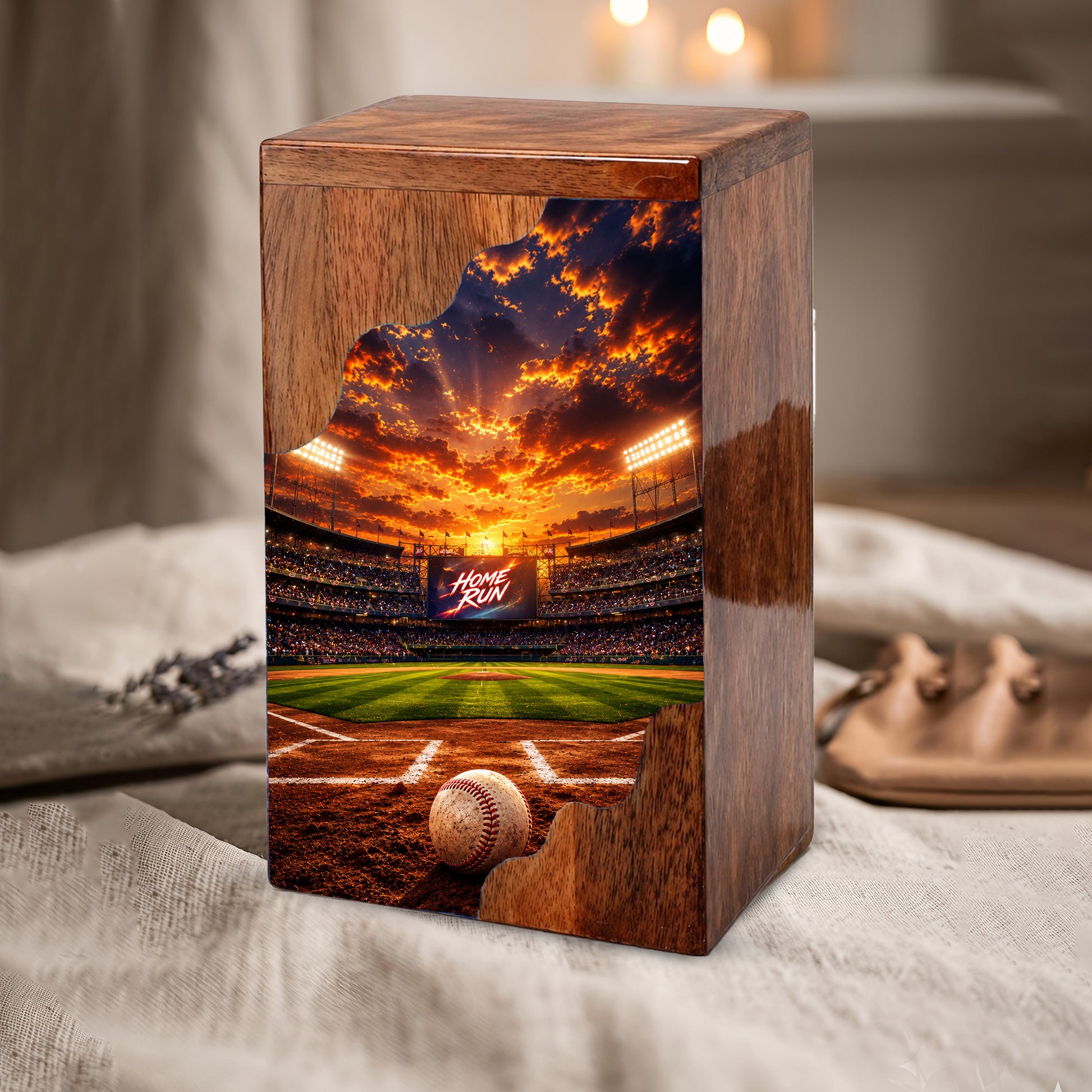 Baseball Wooden Cremation Urn – Wooden Urn for Human Ashes