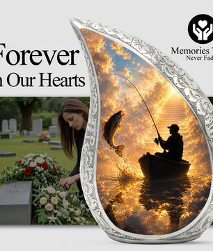 Fishing in Heaven Urn for Dad, Gone Fishing Cremation Urn for Ashes
