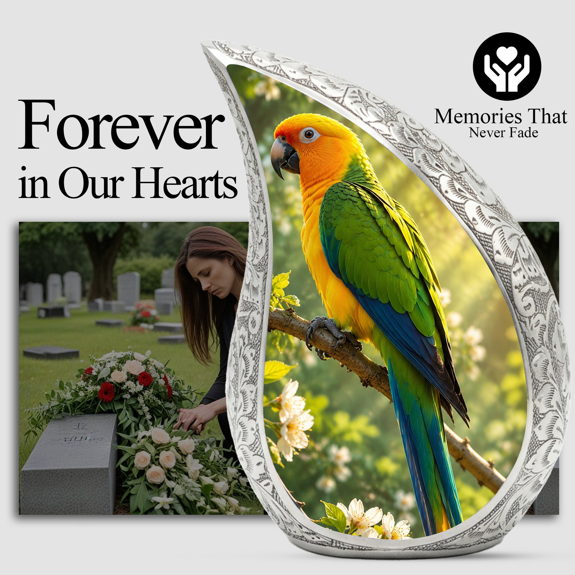 Parrot Urn for Mom – Beautiful Adult Cremation Urn for Mom, Women & Female Ashes