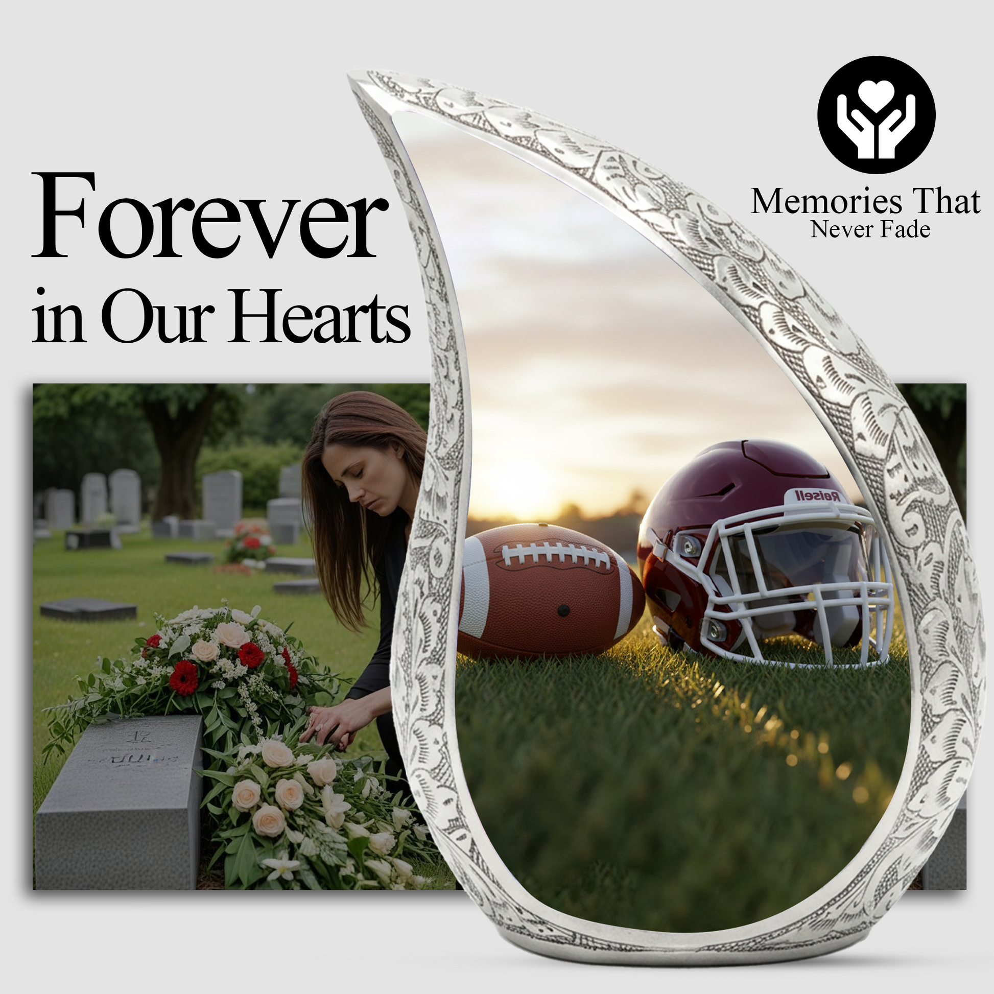Football Urn for Dad | Adult Cremation Urn | Personalized Memorial Urn for Father, Men & Loved Ones