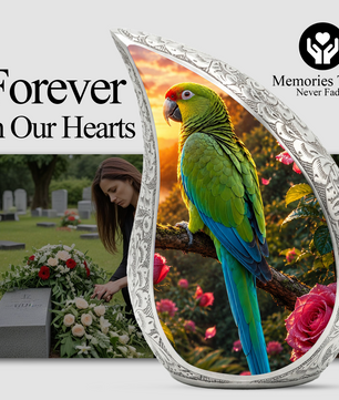 Personalized Parrot Urn for Mom – Forest Urn for Ashes | Cremation Urn for Men & Women