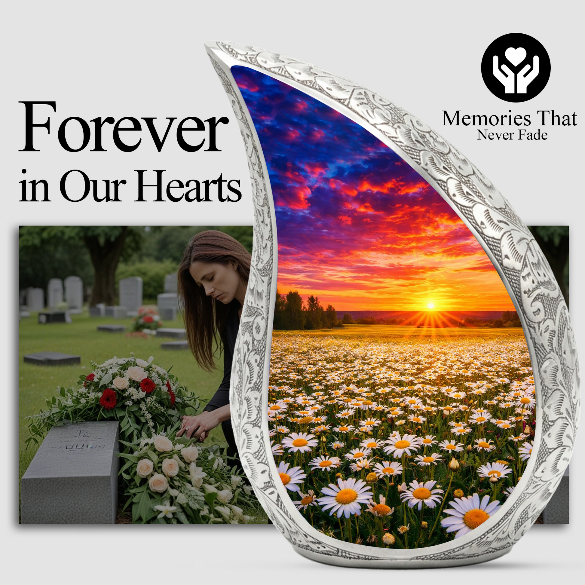 Sunflower Sunset Cremation Urn for Adult Ashes