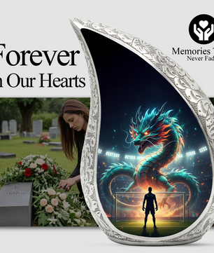 Dragon Soccer Memorial Urn for Dad | Personalized Adult Cremation Urn for Men