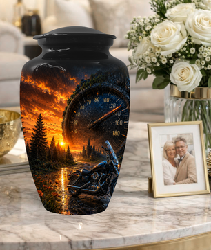 Motorcycle Memorial Urn for Dad | Biker Cremation Urns for Ashes Male