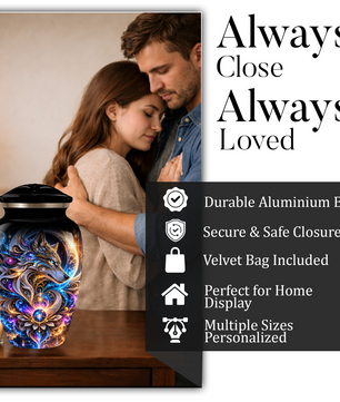 Personalized Adult Cremation Urn for Ashes, Celestial Wolf Memorial Urn, Fantasy Wolf Aluminum Cremation Urn