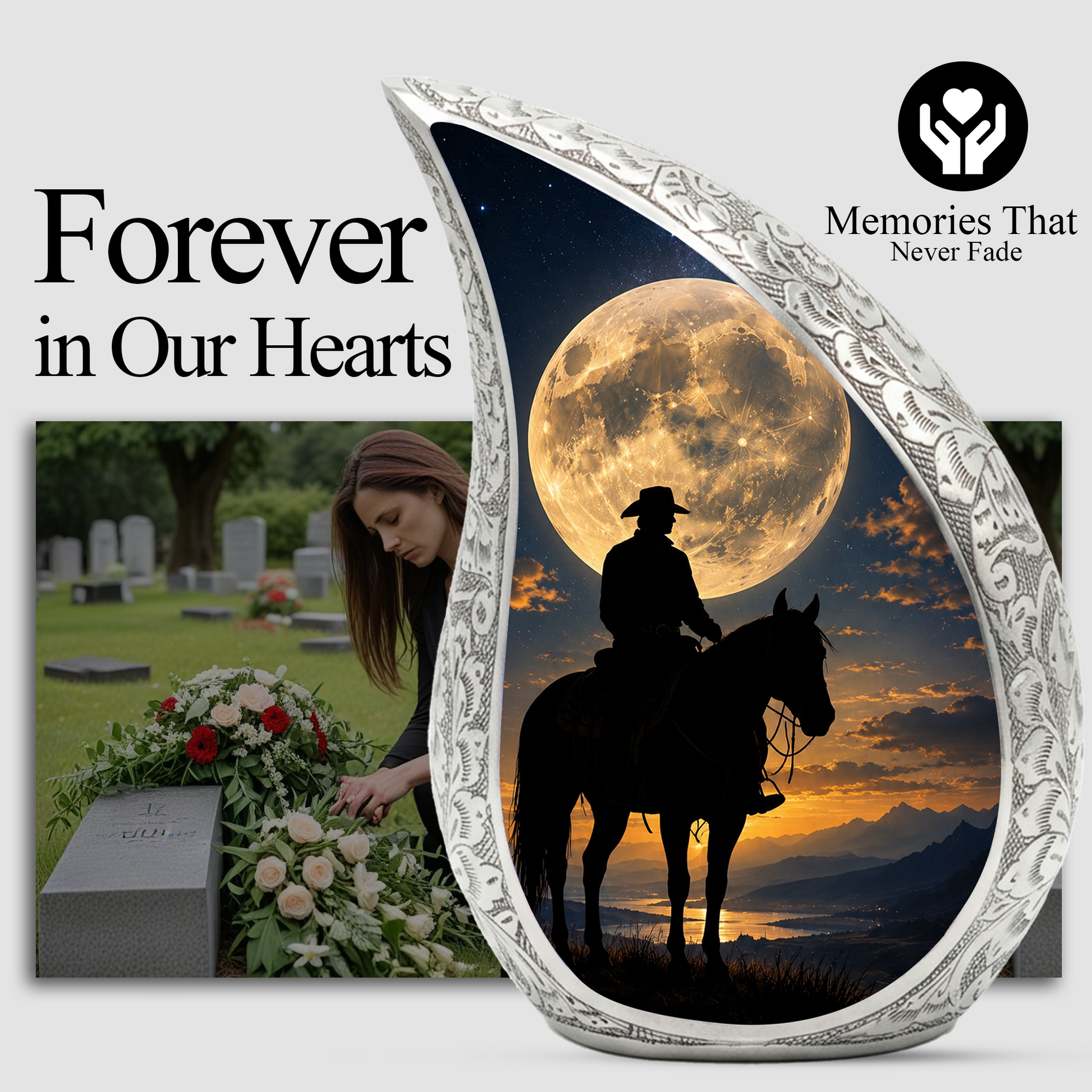 Cowboy Urn for Human Ashes | Western Cremation Urn for Men, Dad, Father & Cowboy Memorial