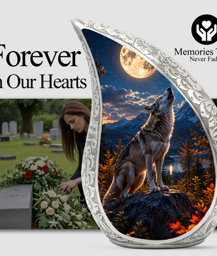 Growling Wolf Urn for Human Ashes | Wolf Adult Cremation Urn | Wolf Adult Urn for Ashes