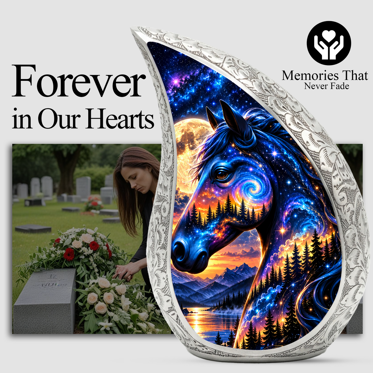 Adult Cremation Urn for Ashes, Horse Memorial Urn, Horse Lover Urn, Personalized Adult Urn for Ashes